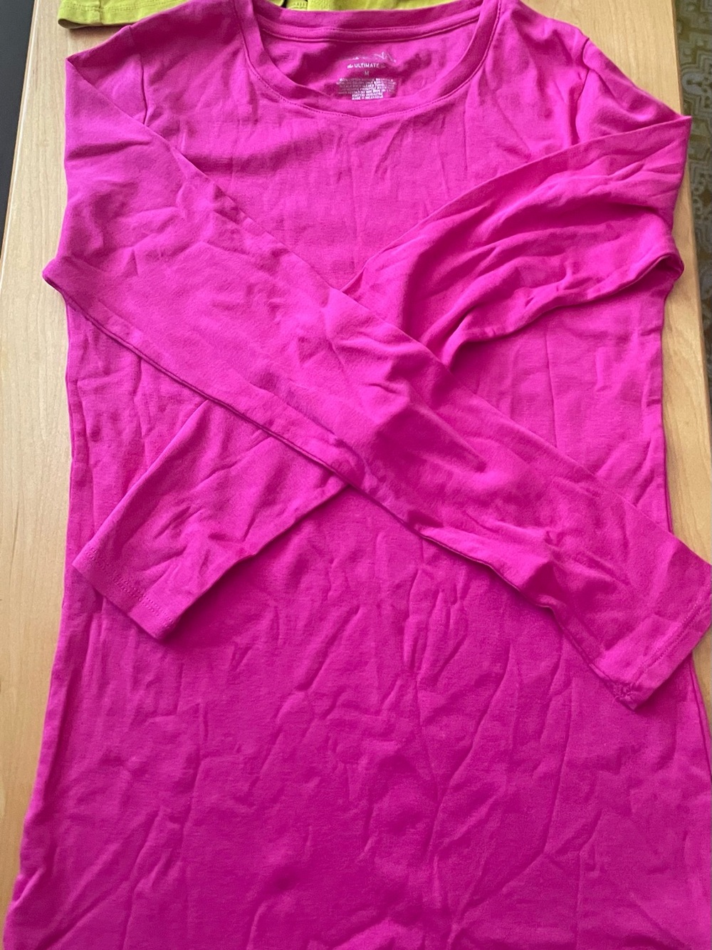 2 Merona Casual Long Sleeve Tops in Pink & Yellow-Lime Small-Medium New With Tag - Picture 3 of 8